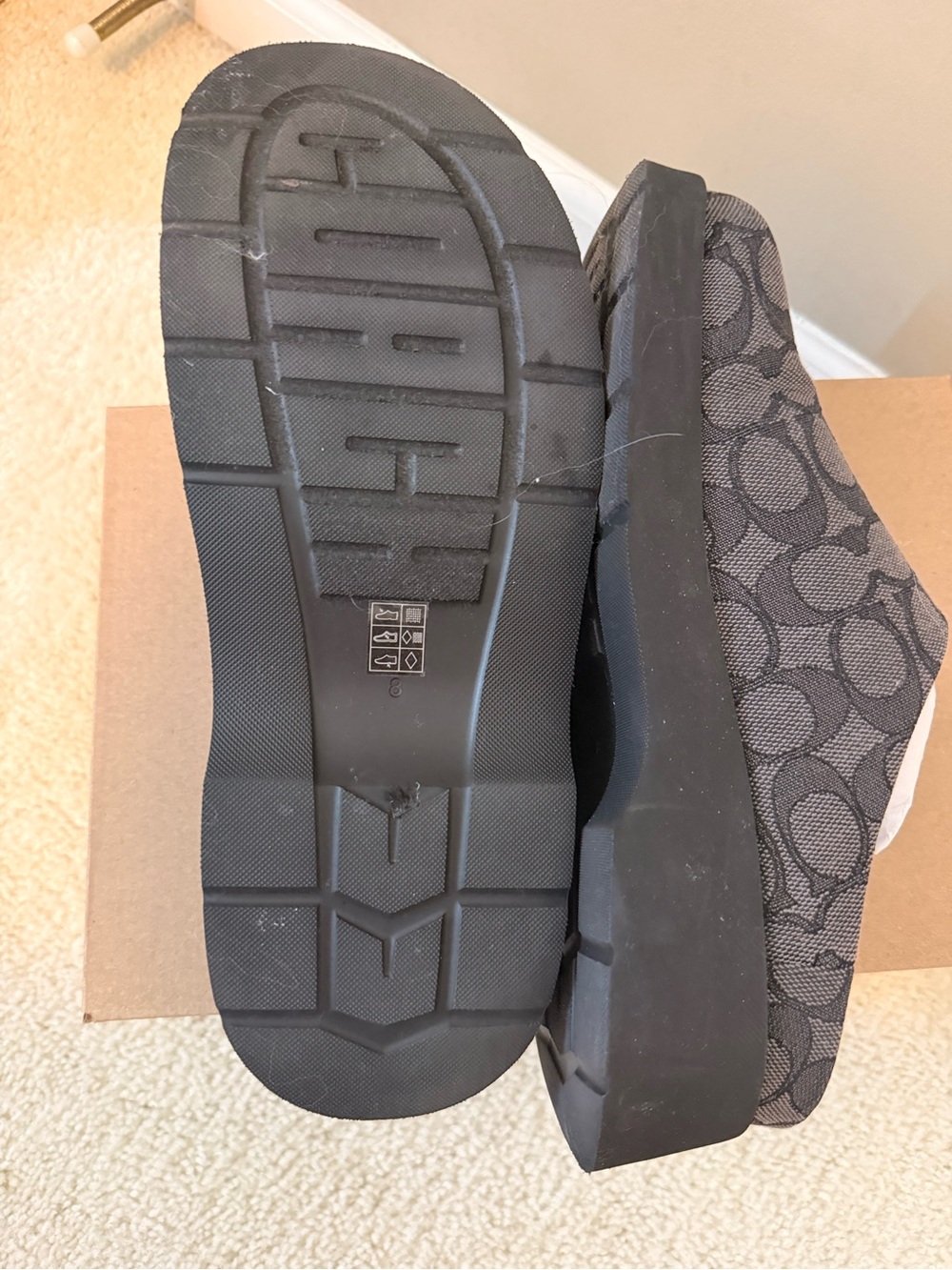 Coach Link Signature Mule Black Charcoal Platform Clogs Shoes Size 8 - Picture 3 of 7